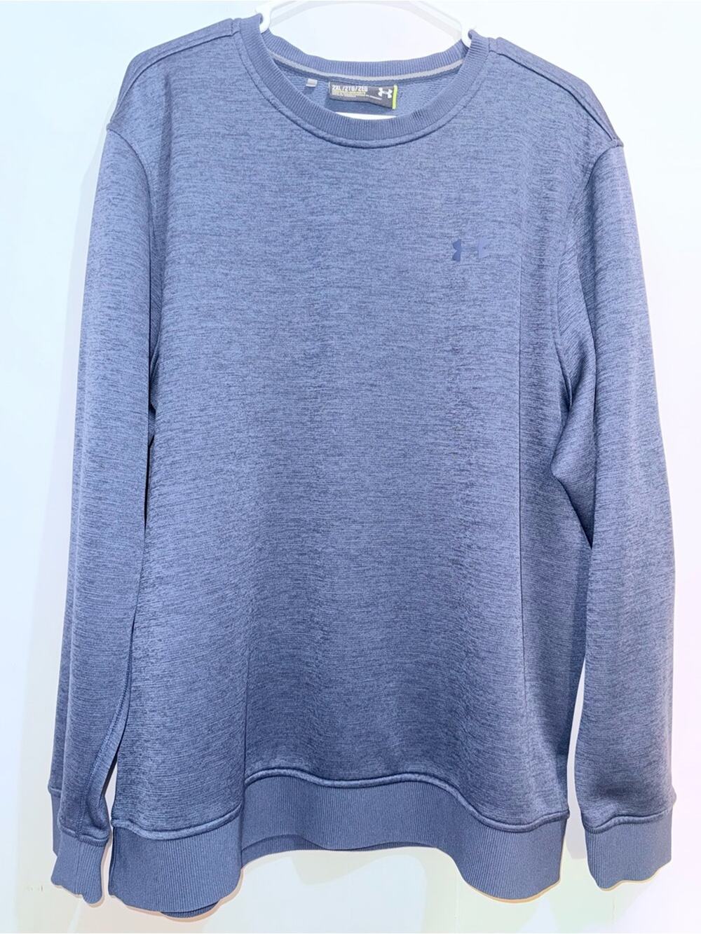 Under Armour Mens Crewneck Sweatshirt 2XL Blue Waffle Knit Pullover Athletic
